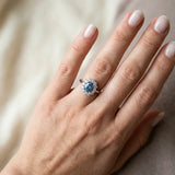 "Zirethra" Blue Sapphire 4 Carat Oval Cut Lab Grown Diamond Engagement Ring HLM30