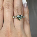 "Zirevon" Green 2 Carat Heart Cut Lab Grown Diamond Shoulder Engagement Ring HLM515 HEERA DIAMONDS