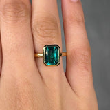 "Zirexen" Green 3 Carat Emerald Cut Diamond Engagement Ring HLR526 HEERA DIAMONDS