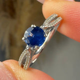 "Zorae" Blue Sapphire 0.56 Carat Round Cut Diamond Shoulder Engagement Ring HM317 HEERA DIAMONDS