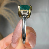 "Zorain" Green 2.69 Carat Cushion Cut Trilogy Diamond Engagement Ring HM2041 HEERA DIAMONDS