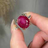 "Zorelle" Oval Cut Ruby 13.55 Carat Diamond Trilogy Engagement Ring HLR51 HEERA DIAMONDS
