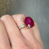 "Zorelle" Oval Cut Ruby 13.55 Carat Diamond Trilogy Engagement Ring HLR51 HEERA DIAMONDS