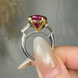 "Zorelle" Oval Cut Ruby 13.55 Carat Diamond Trilogy Engagement Ring HLR51 HEERA DIAMONDS