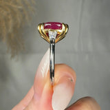 "Zorelle" Oval Cut Ruby 13.55 Carat Diamond Trilogy Engagement Ring HLR51 HEERA DIAMONDS
