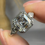 "Zoren" 2 Carat Asscher Cut Trilogy Lab Grown Diamond Engagement Ring HLR534