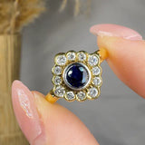 "Zorevina" 0.78 Carat  Round Cut Blue Sapphire Natural Diamond Halo Engagement Ring MDR113 HEERA DIAMONDS