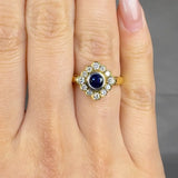 "Zorevina" 0.78 Carat  Round Cut Blue Sapphire Natural Diamond Halo Engagement Ring MDR113 HEERA DIAMONDS