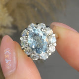 "Zorvella" Aquamarine 1.5 Carat Oval Cut Halo Natural Diamond Engagement Ring HR1951
