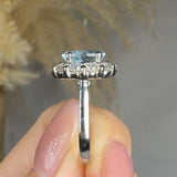 "Zorvella" Aquamarine 1.5 Carat Oval Cut Halo Natural Diamond Engagement Ring HR1951