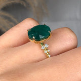 "Zyelle" Green 4.1 Carat Oval Cut Diamond Engagement Ring HR2046 HEERA DIAMONDS