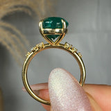 "Zyelle" Green 4.1 Carat Oval Cut Diamond Engagement Ring HR2046 HEERA DIAMONDS