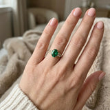 "Zyelle" Green 4.1 Carat Oval Cut Natural Diamond Shoulder Engagement Ring HR2046