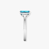 "Zylaris" Blue Sapphire 3.01 Carat Emerald Cut Trilogy Lab Grown Diamond Engagement Ring HLM38