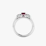 "Zymera" Oval Cut Ruby 1.00 Carat Natural Diamond Trilogy Engagement Ring HR1356
