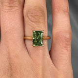 "Zyn" Green 2.04 Carat Radiant Cut Lab Grown Diamond Engagement Ring HM2206 HEERA DIAMONDS