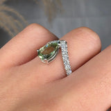 "Zynthera" Green 1.5 Carat Pear Cut Natural Diamond Shoulder Engagement Ring HR1500 HEERA DIAMONDS