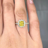 "Zynthor" Yellow 1 Carat Cushion Cut Lab Grown Diamond Shoulder Engagement Ring HLM32 HEERA DIAMONDS
