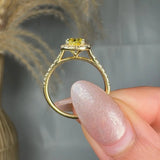 "Zynthor" Yellow 1 Carat Cushion Cut Lab Grown Diamond Shoulder Engagement Ring HLM32 HEERA DIAMONDS