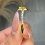"Zynthor" Yellow 1 Carat Cushion Cut Lab Grown Diamond Shoulder Engagement Ring HLM32 HEERA DIAMONDS