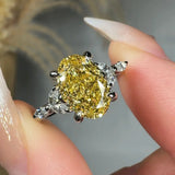 "Zyphora" 2 Carat Yellow Oval Cut Lab Grown Diamond Shoulder Engagement Ring HLR535 HEERA DIAMONDS