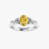 "Zyphora" 2 Carat Yellow Oval Cut Lab Grown Diamond Shoulder Engagement Ring HLR535