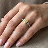 "Zyphora" 2 Carat Yellow Oval Cut Lab Grown Diamond Shoulder Engagement Ring HLR535