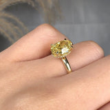 "Zyraxis" Yellow 2.1 Carat Solitaire Oval Cut Lab Grown Diamond Engagement Ring HLR422 HEERA DIAMONDS