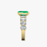 "Zyrel" Emerald Green 3.18 Carat Emerald Cut Lab Grown Diamond Shoulder Engagement Ring HLR261