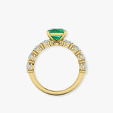 "Zyrel" Emerald Green 3.18 Carat Emerald Cut Lab Grown Diamond Shoulder Engagement Ring HLR261