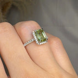 "Zyro" Green 2.01 Carat Emerald Cut Lab Grown Diamond Shoulder Engagement Ring RAM829M HEERA DIAMONDS