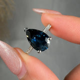 "Zyven" Blue Sapphire 3.45 Carat Pear Cut Diamond Shoulder Engagement Ring HM1411 HEERA DIAMONDS