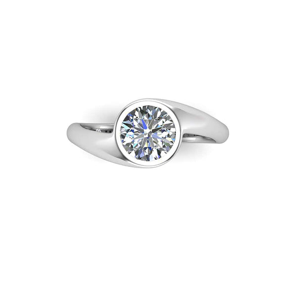 The Rub Over Crossover Solitaire Engagement Ring in Platinum - HEERA DIAMONDS