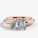 "lov"4 Carat Toi et Moi Platinum Engagement Ring- Rose Gold