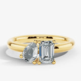 "lov"4 Carat Toi et Moi Platinum Engagement Ring- Yellow Gold