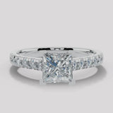"Chloe" 1 Carat Princess Cut Diamond Scallop Set Diamond Band Engagement Ring DSPC04