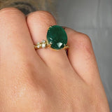 "Zyelle" Green 4.1 Carat Oval Cut Natural Diamond Shoulder Engagement Ring HR2046