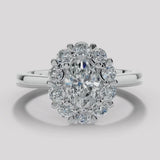 "Lottie" 1 Carat Flower Halo Oval Cut Diamond Hidden Diamond Undersetting Engagement Ring HAOC01