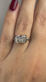 "Avery" Radiant Cut 4 Carat Semi Bezel Diamond Platinum Engagement Ring