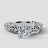 "Grettel" Round Cut 3 Carat Twisted Spiral Diamond Shoulder Engagement Ring DSRB20