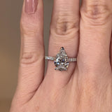 "Bambi" Under Hidden Halo 3 Carat Pear Cut Diamond Shoulders Engagement Ring