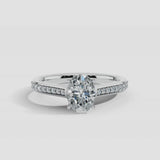 "Vivien" Oval Cut Diamond Channel Set Diamond Shoulder Engagement Ring DSOC09