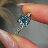 "Lunviera" Blue Sapphire 0.5 Carat Cushion Cut Lab Grown Diamond Shoulder Engagement Ring HLR528