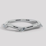 "Lyra" Marquise Leaf 0.20ct Diamonds on Wave Shaped Eternity Ring ET15