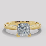 "Brooke" 2.50 Carat Solitaire Asscher Cut Diamond Platinum Prongs Yellow Gold Band Engagement Ring
