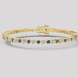 Round Brilliant Diamond and Sapphire 3 Claw Bracelet BRT2DS