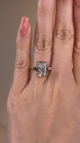 "Seline" Radiant Cut with Baguette Side Stone Trilogy Style Engagement Ring