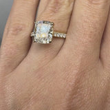"Tensey" Elongated 5 Carat Cushion Cut Diamond Shoulder Engagement Ring