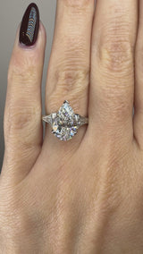 "Viney" Pear Cut 5 Carat Trilogy Platinum Engagement Ring