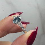 "Kade" Oval Cut 2 Carat Blue Diamond Shoulder Engagement Ring DSOC14